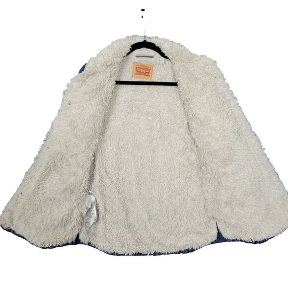 LEVI STRAUSS Sherpa Lined Denim Jean Jacket Trucker Snap Front SIZE XS - Picture 4 of 16